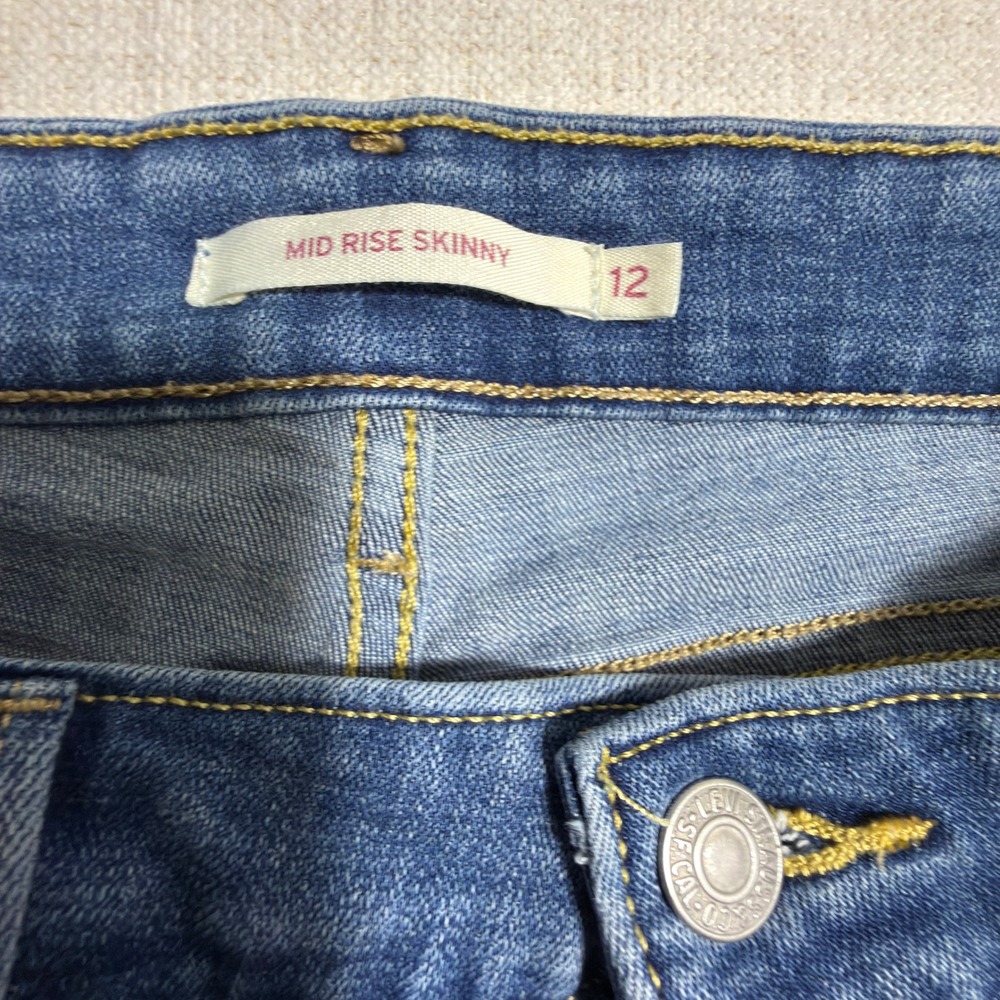 Levi's Mid Rise Skinny Jeans 12 Womens Stretch Denim Medium Wash Blue - Picture 3 of 6